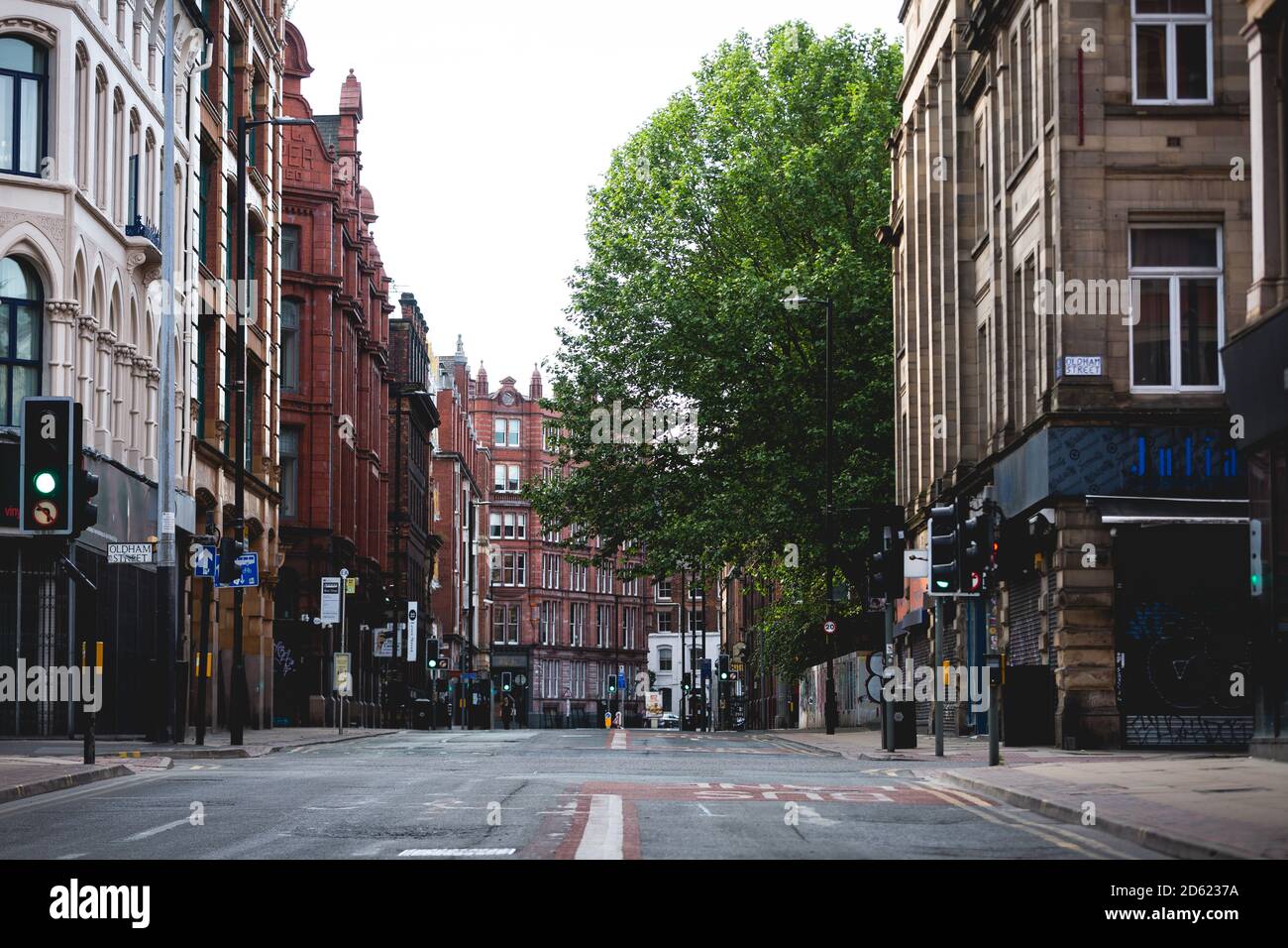 Manchester city centre in lockdown during the Coronavirus pandemic 2020 Stock Photo