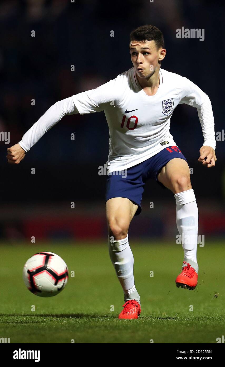 England U21's Phil Foden in action Stock Photo