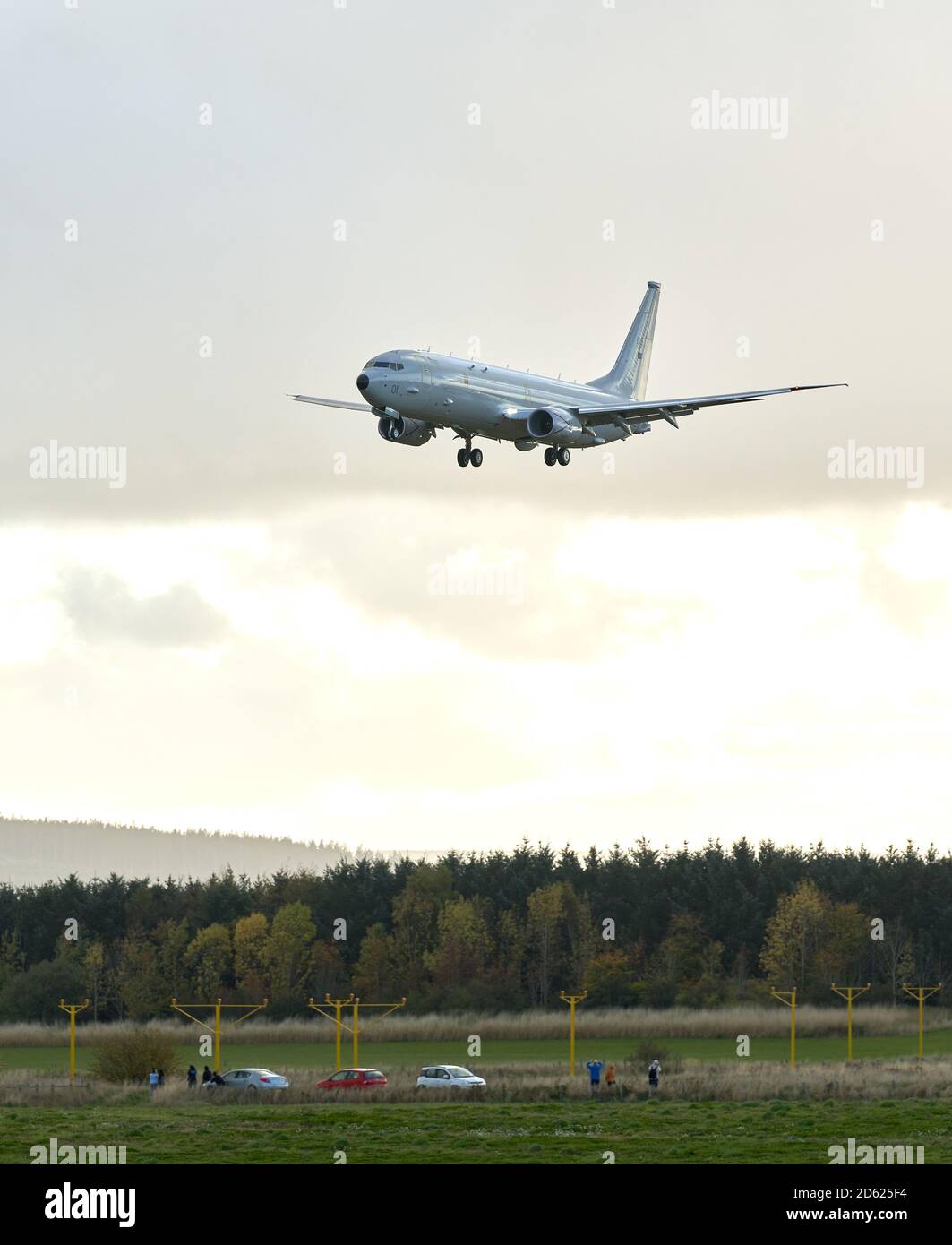 RAF Lossiemouth, Moray, UK. 14th Oct, 2020. UK. This is the Royal Air Force Plane, ZP801, Pride of Moray arriving at its home base. Credit: JASPERIMAGE/Alamy Live News Stock Photo