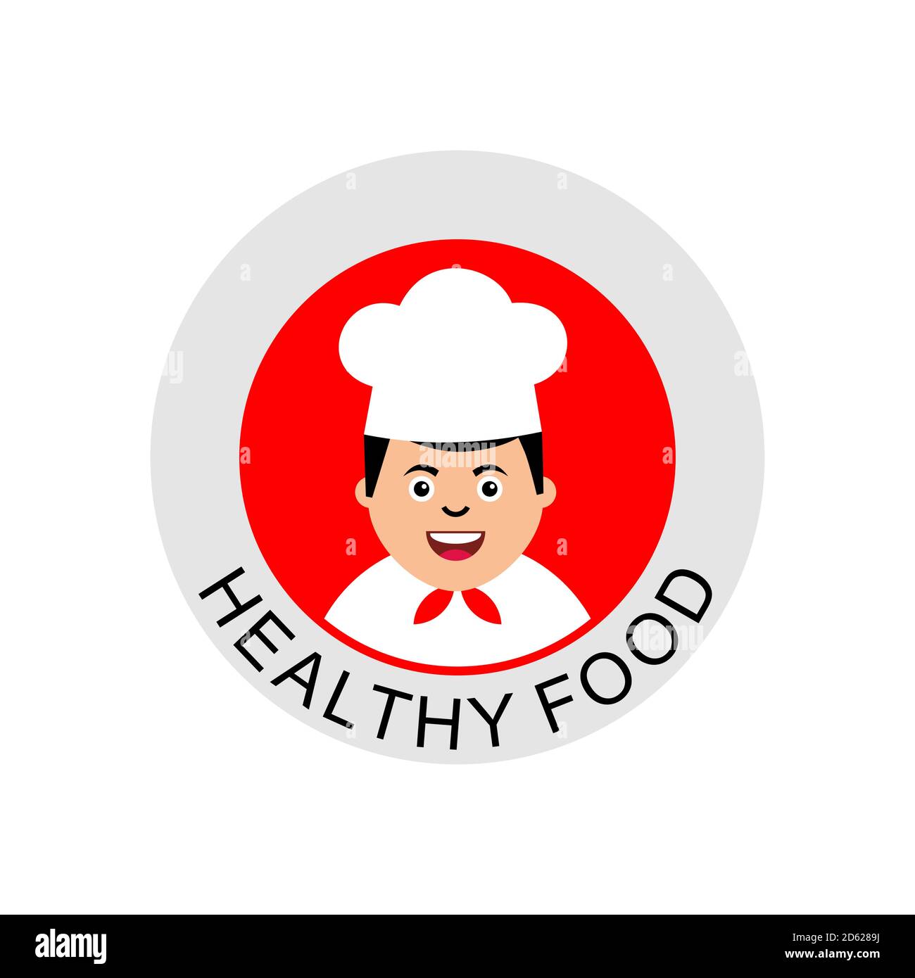 Chef Icon vector with healthy food text circle logo Stock Vector
