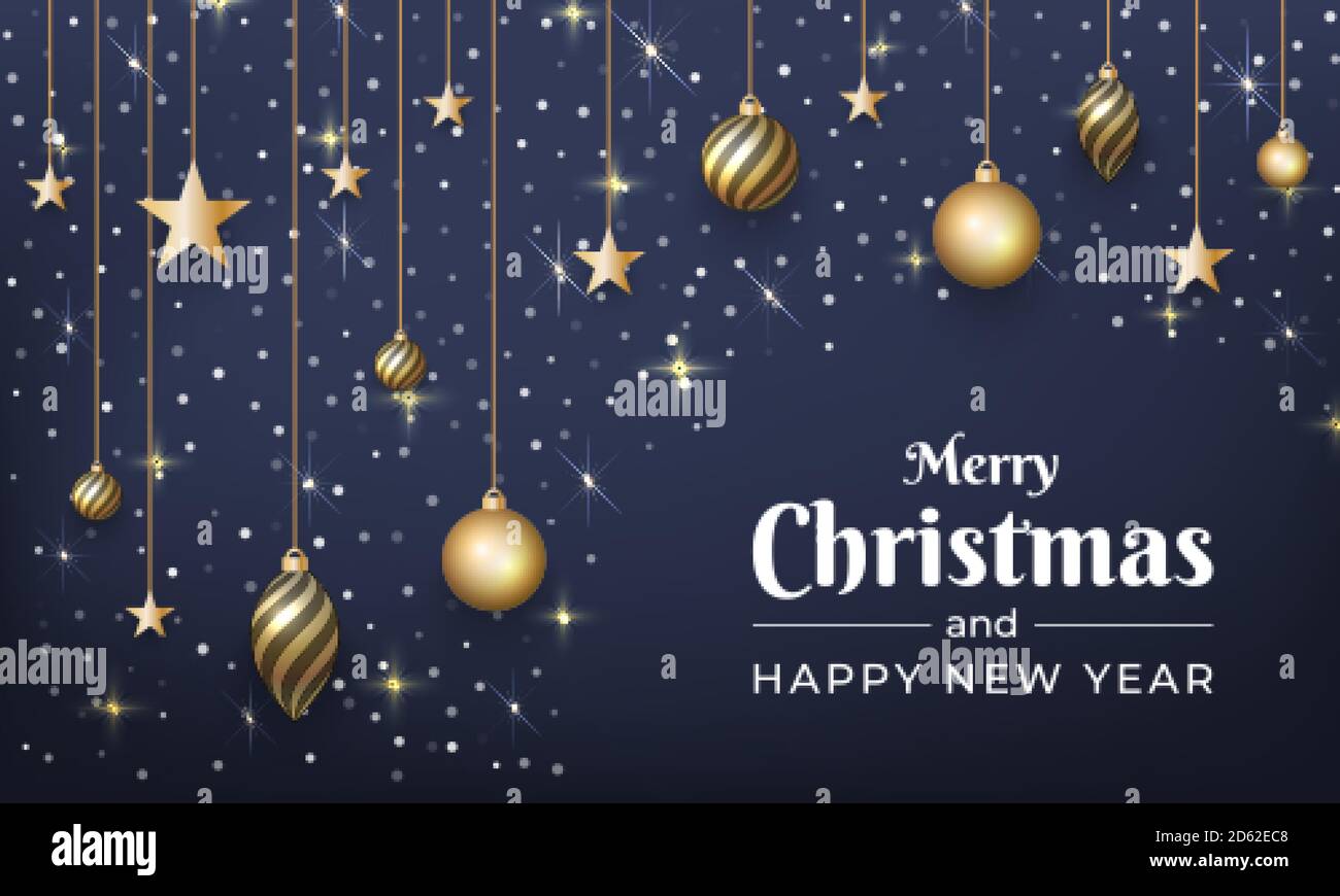 Merry Christmas and New Year background design with glitter gold ...