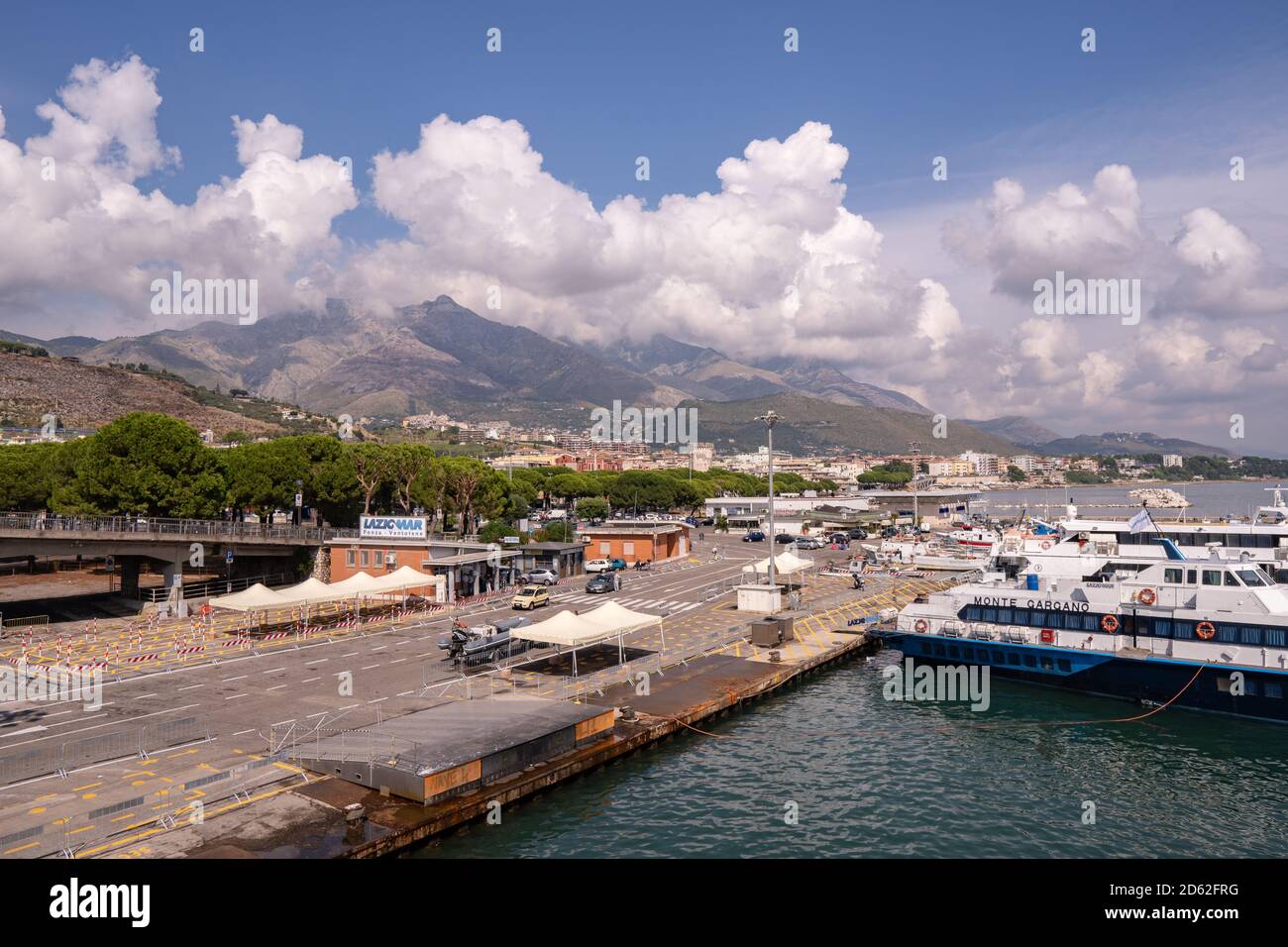 F, ITALY - Sep 21, 2020: Formia, Lazio, Italy, September 21th 2020, View of the mountains from the shipping port Stock Photo