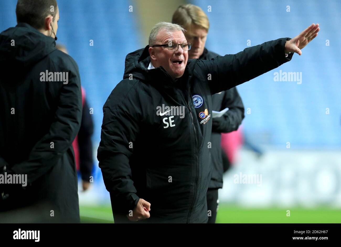 Peterborough United's Manager Steve Evans gestures on the touchline Stock Photo