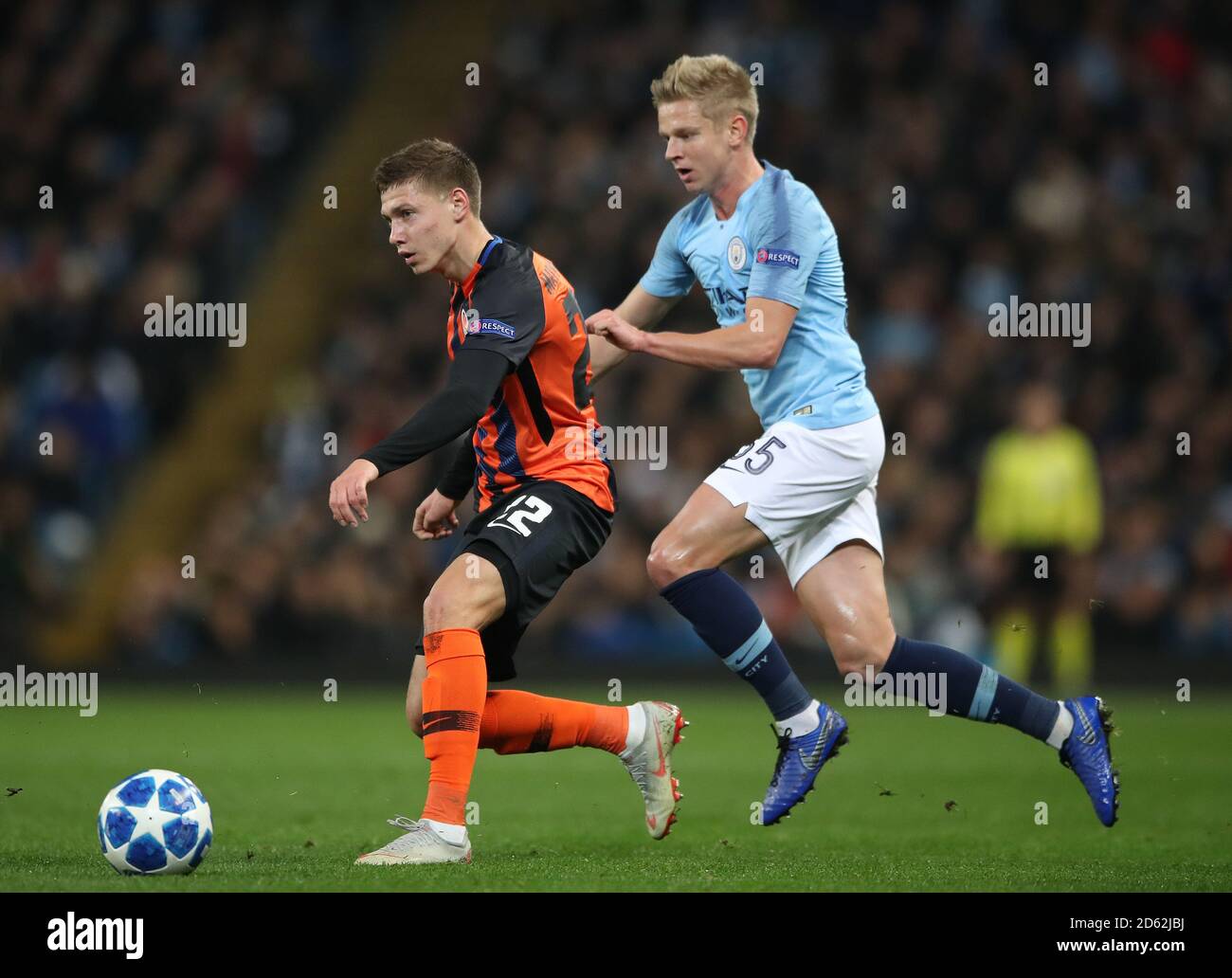 Shakhtar Mykola Matviyenko holds off challenge from Manchester City's Oleksandr