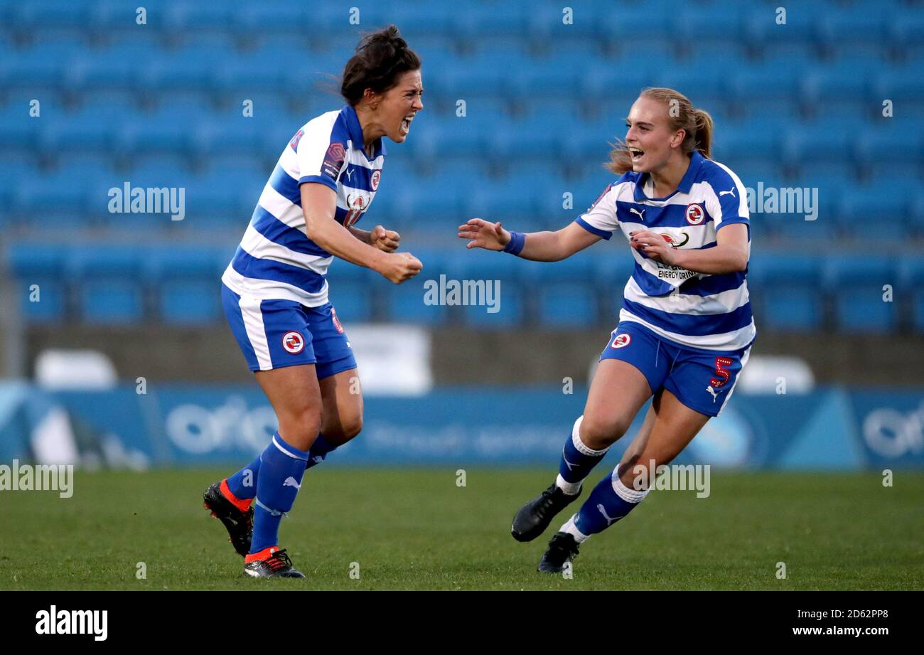 Reading's Fara Williams, (left) celebrates scoring her side's second goal  of the game with teammate Molly Bartrip, (right Stock Photo - Alamy