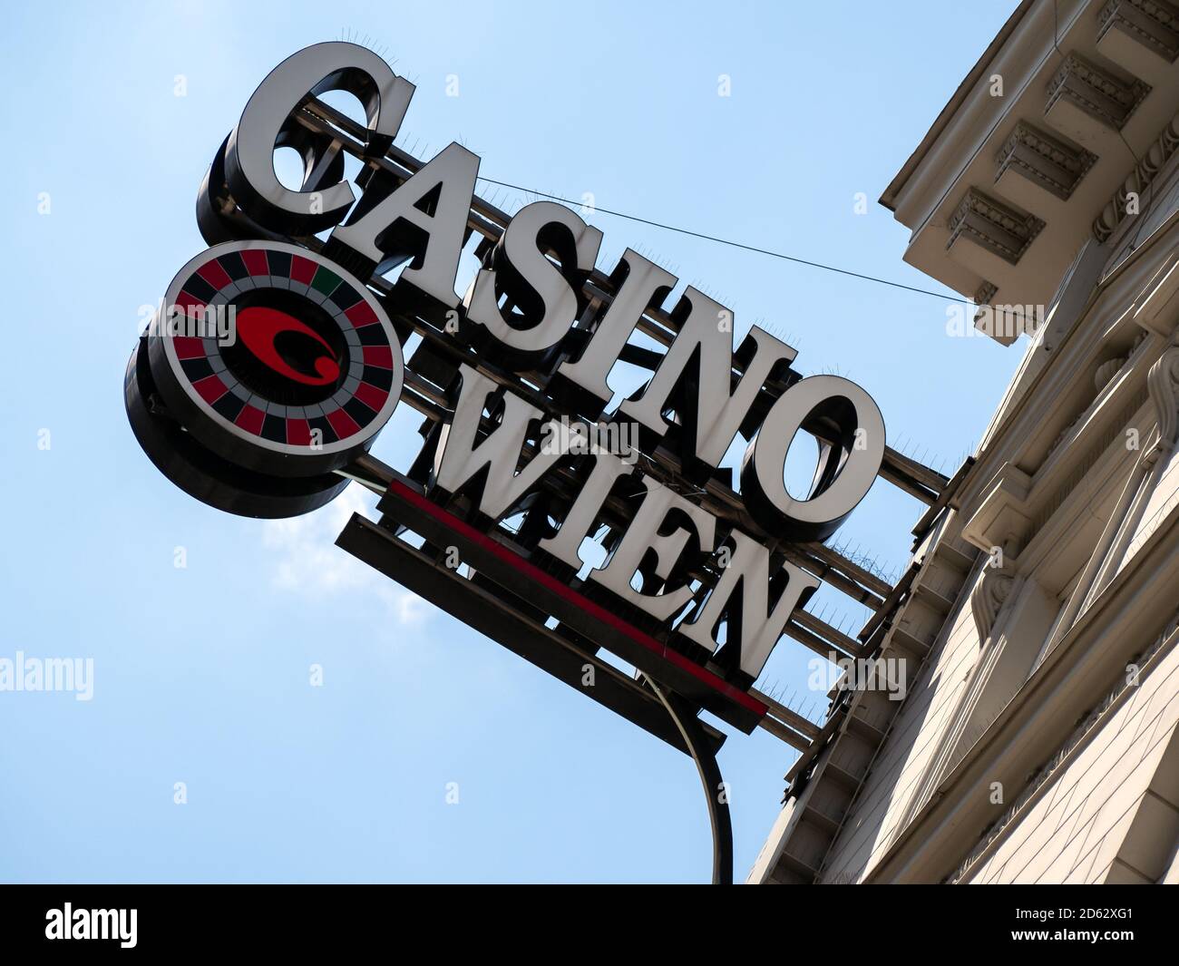 VIENNA, AUSTRIA - JULY 16, 2019:  Sign for the Casino Wein Stock Photo