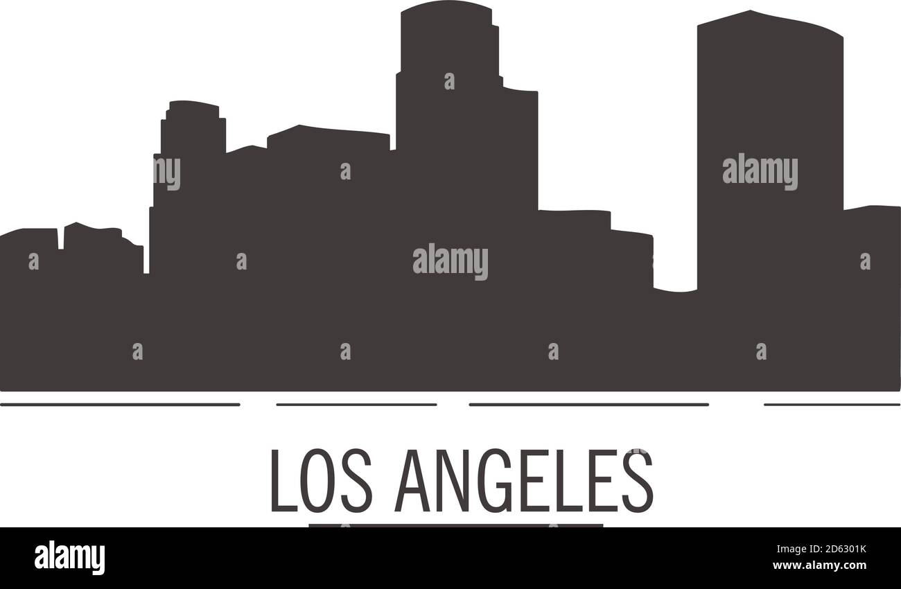 City landscape of los angeles in flat style. City silhouette. Stock Vector