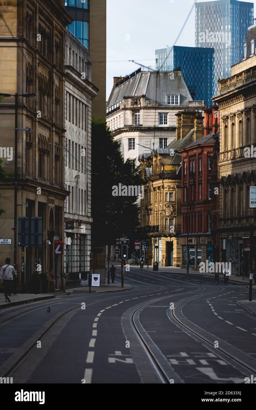 Manchester city centre in lockdown during the Coronavirus pandemic 2020 Stock Photo