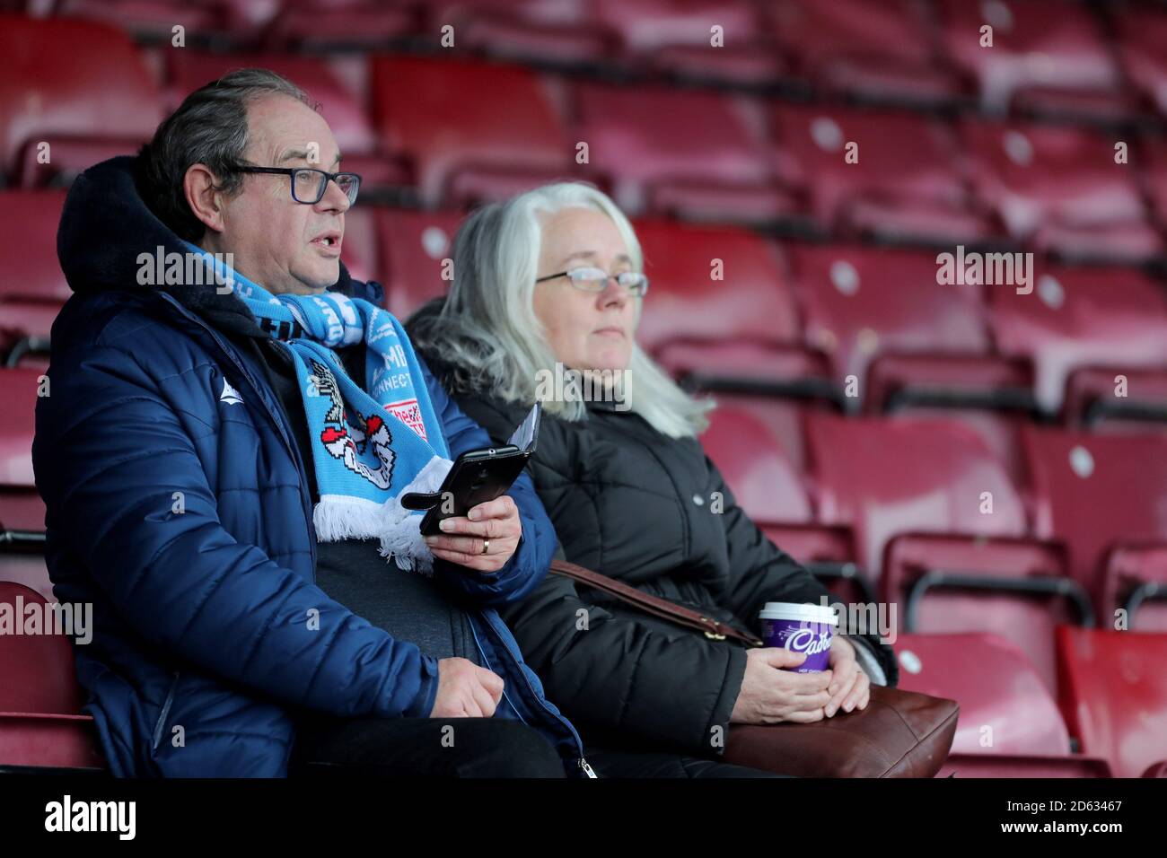 A general view of Coventry City fans in the stands prior to the beginning of the match Stock Photo