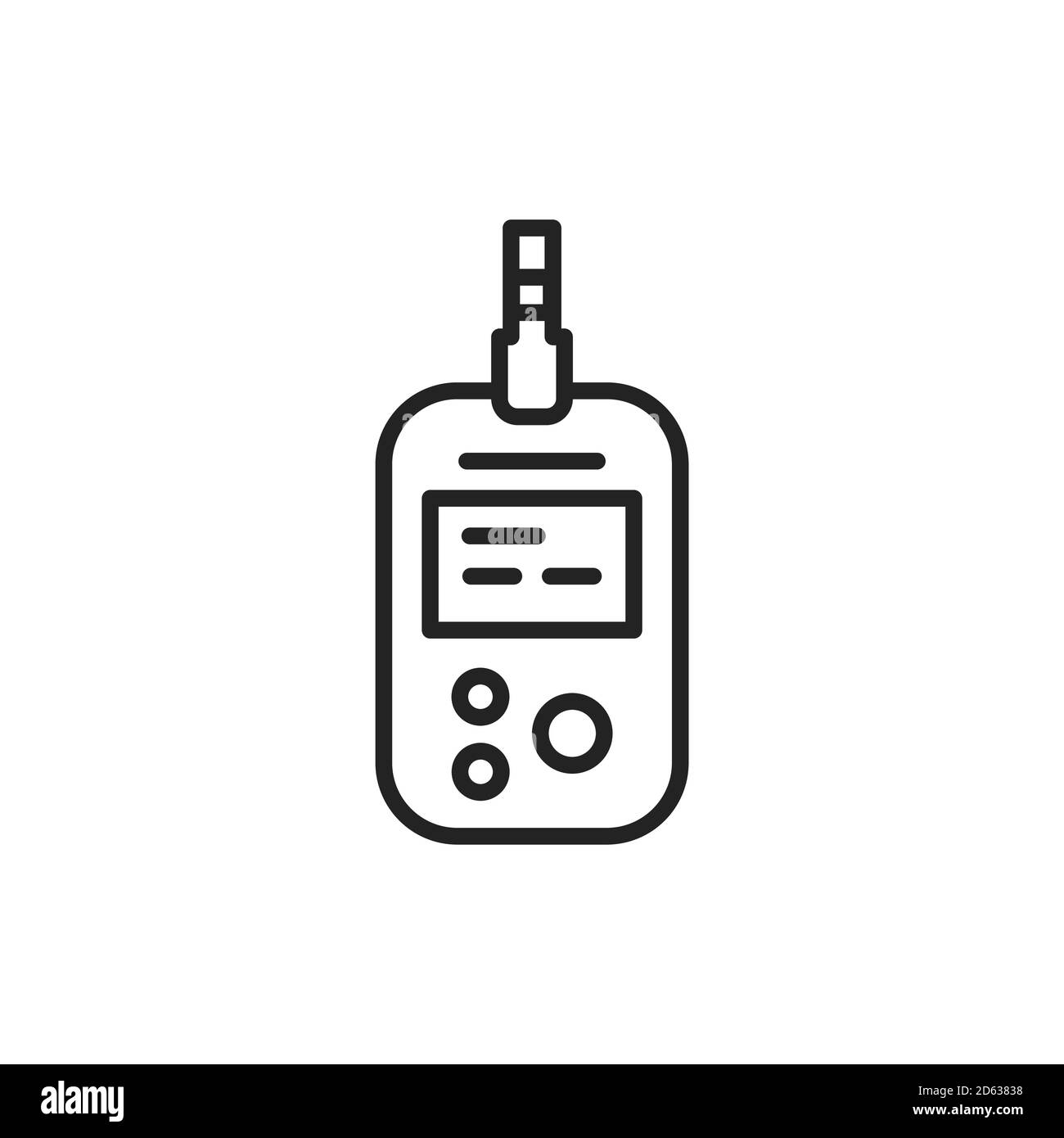 Blood glucose levels test black line icon. Outline pictogram Stock Vector