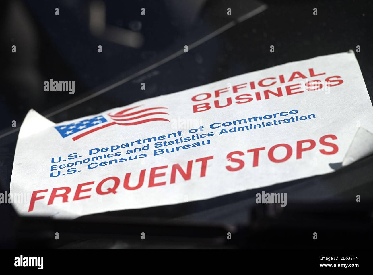 New York City Usa 14th Oct 2020 A U S Census Burea Placard Sits In The Window Of A Car Parked In Front Of The U S Census Bureau Office In The New York