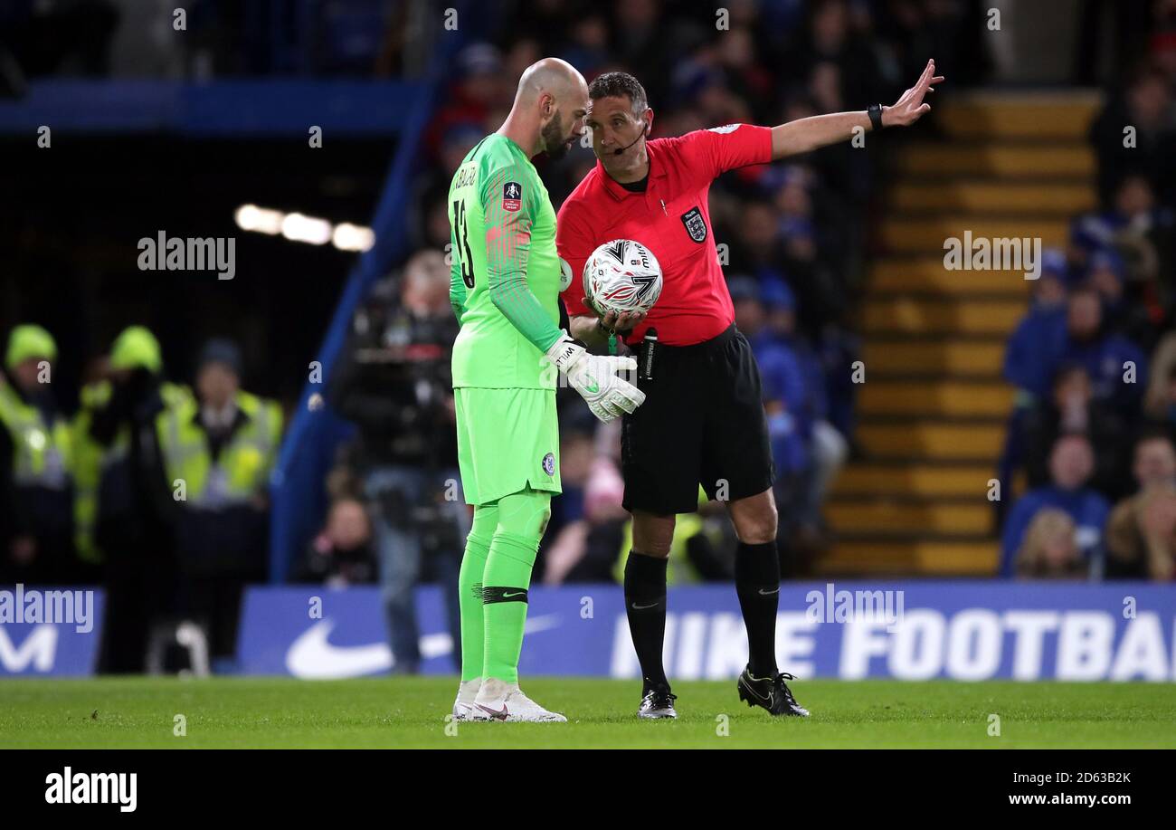 Referee Andre Marriner right Signals For A Drop Ball Kick After VAR referee-andre-marriner-right-signals-for-a-drop-ball-kick-after-var