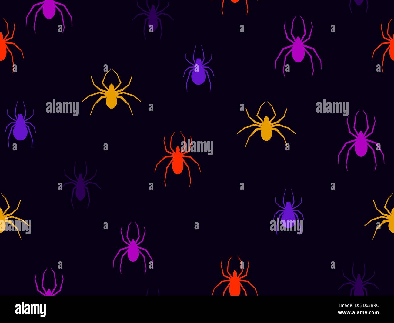 Spiders seamless pattern of different colors. Halloween background with ...