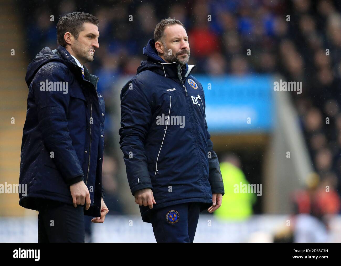 Chic Bates Shrewsbury Town manager Sam Ricketts (left) with first team coach Danny ...