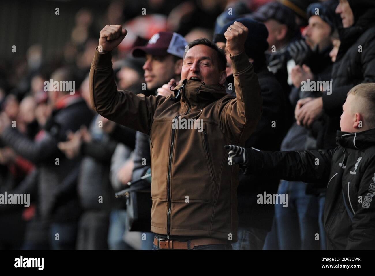 Notts County fans in the stands Stock Photo Alamy