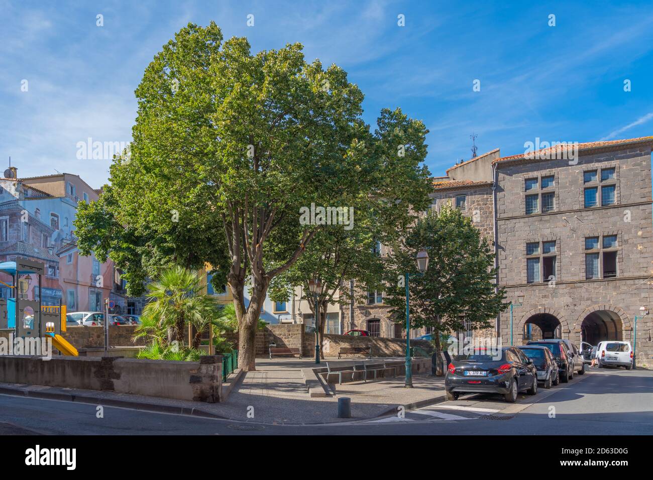 AGDE, FRANCE - July 19th, 2020 : Agde Centre with old Buildings, street view of the town Stock Photo