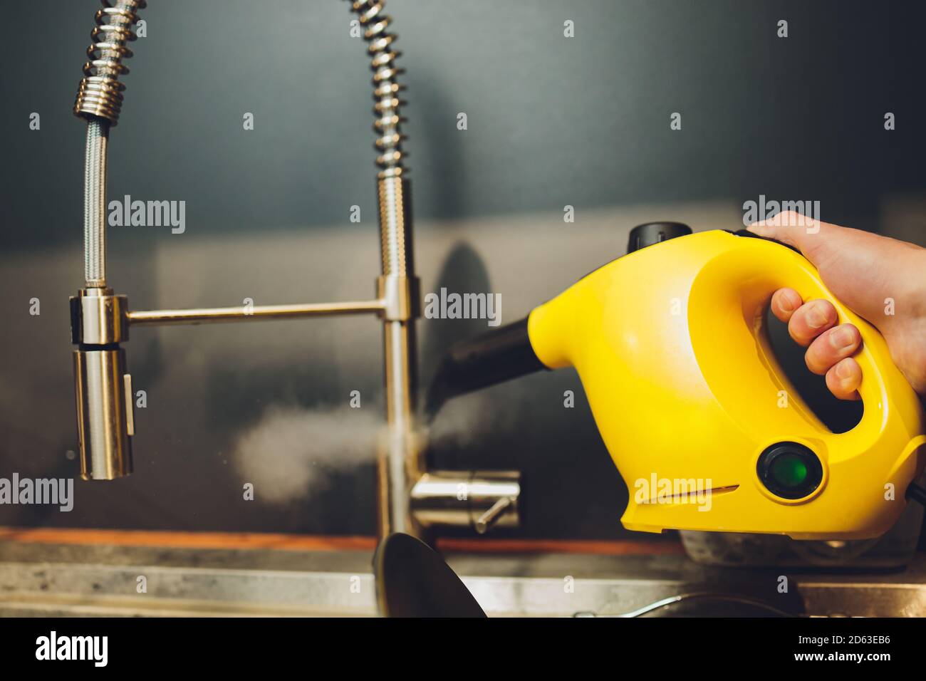 Water tap in detail with limescale close up soiled bathroom Calcified