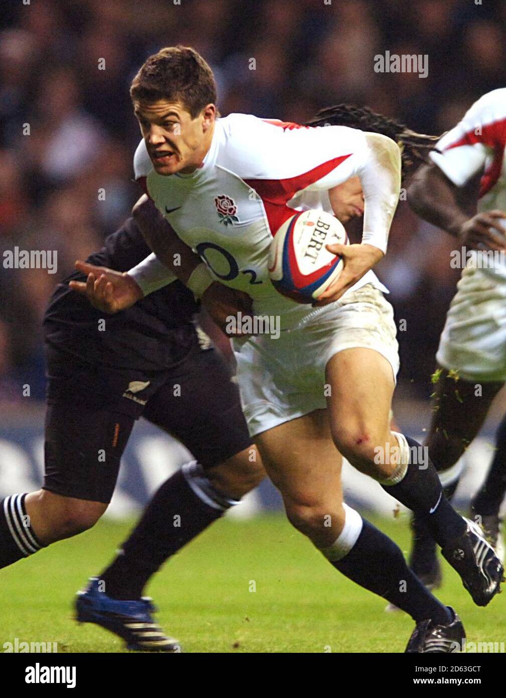 New Zealand's Ma'a Nonu tackles England's Anthony Allen Stock Photo
