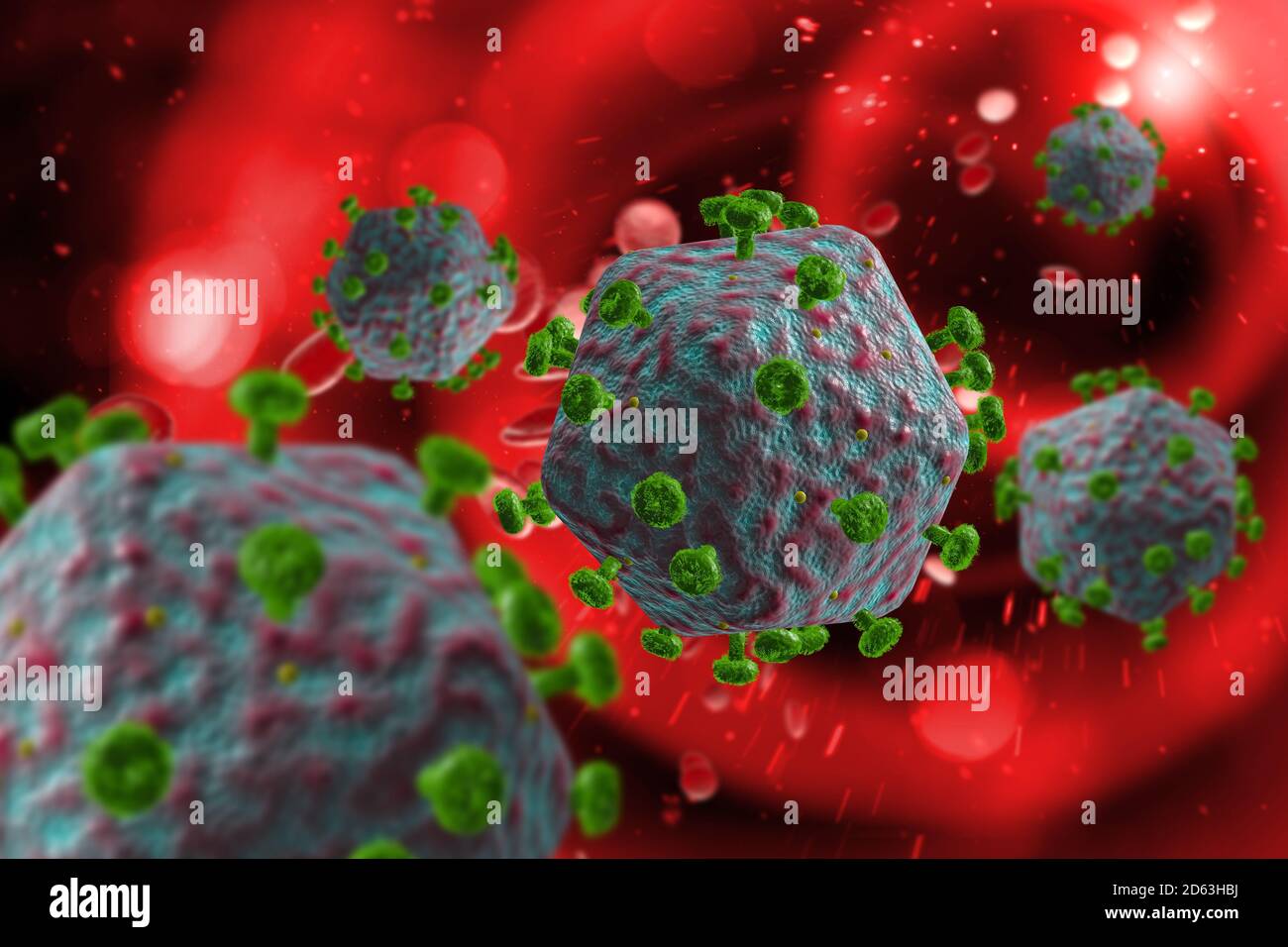 HIV Aids virus cells for medical science background 3D illustration ...