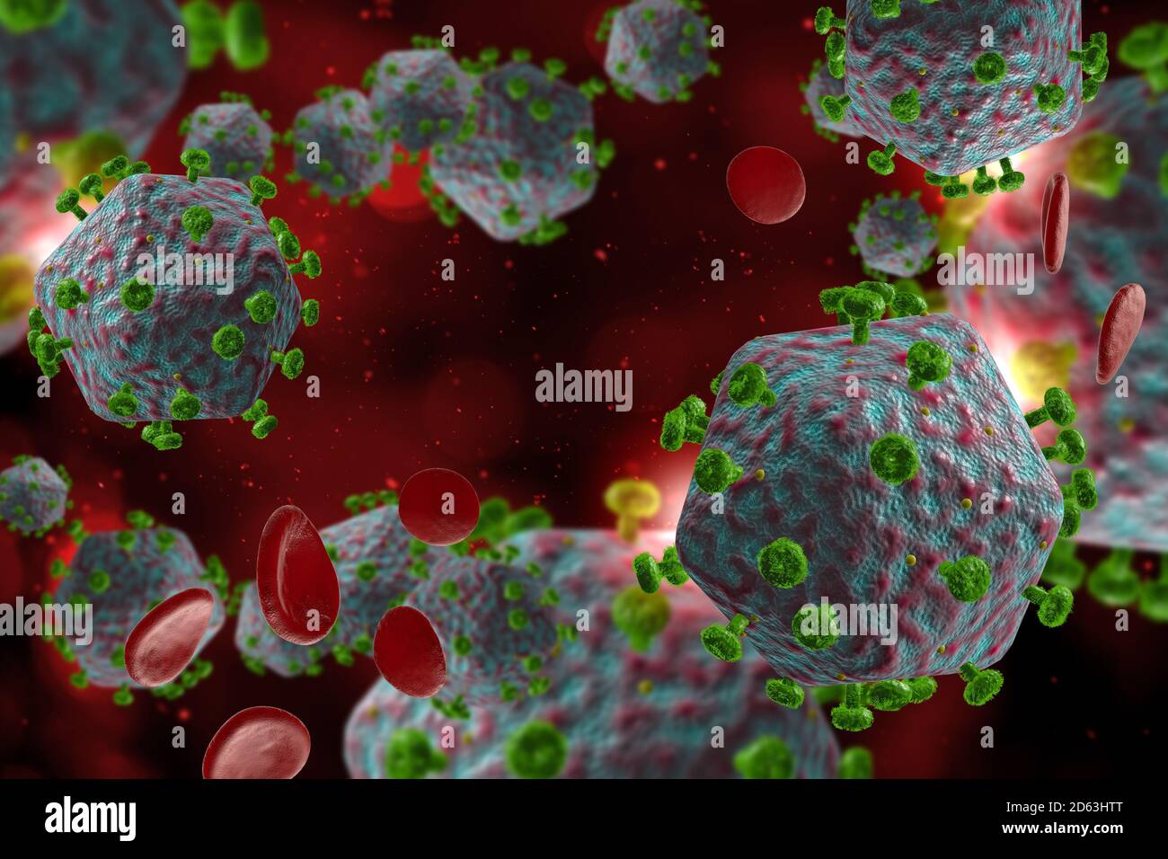 HIV Aids virus cells for medical science background 3D illustration ...