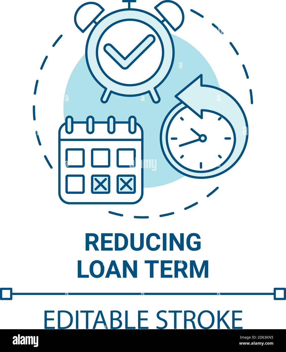 Reducing loan term concept icon Stock Vector