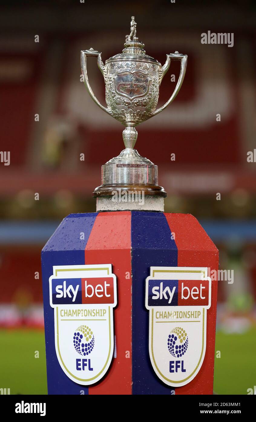 The Brian Clough Trophy on display at The City Ground Stock Photo Alamy