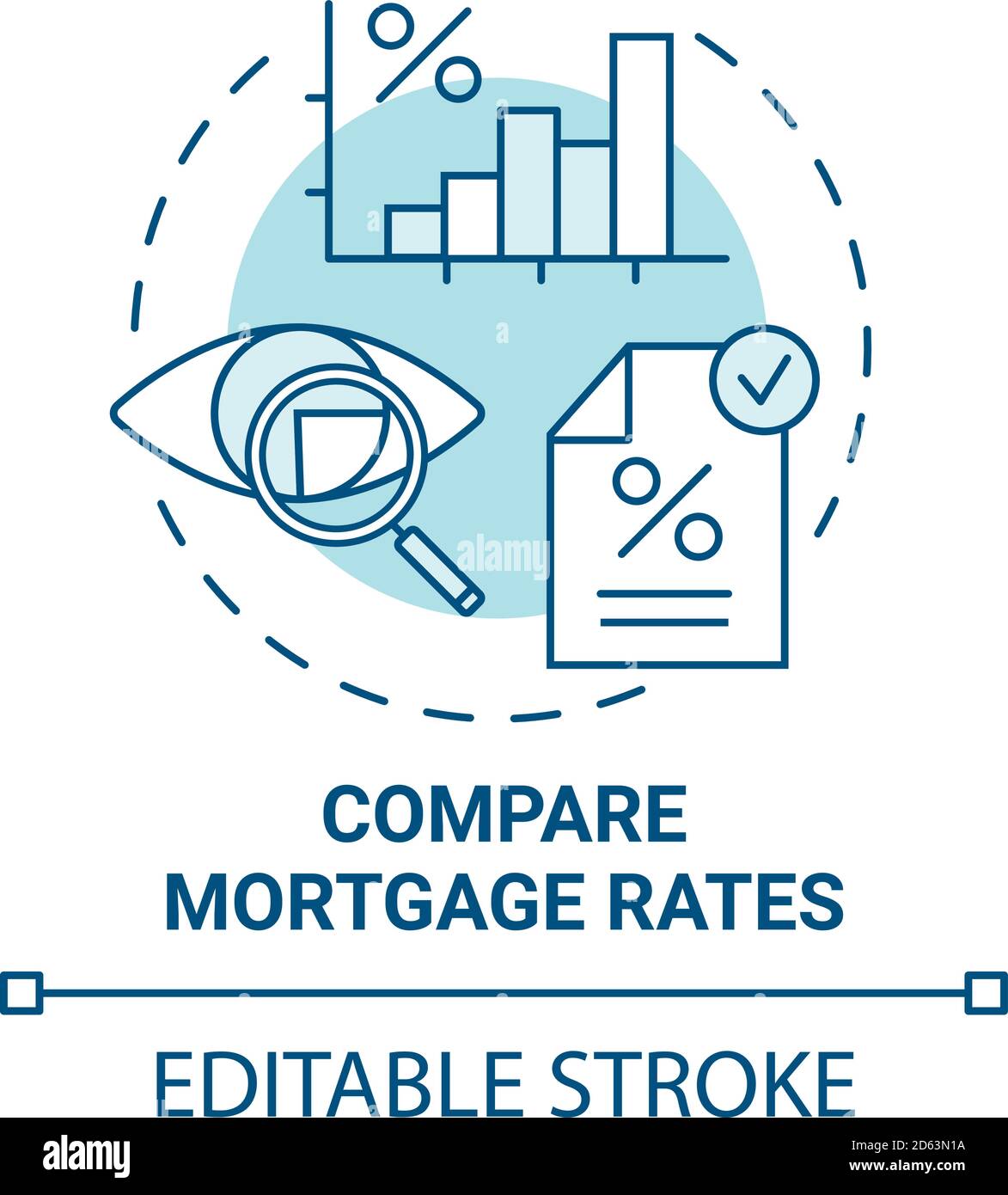 Compare mortgage rates concept icon Stock Vector