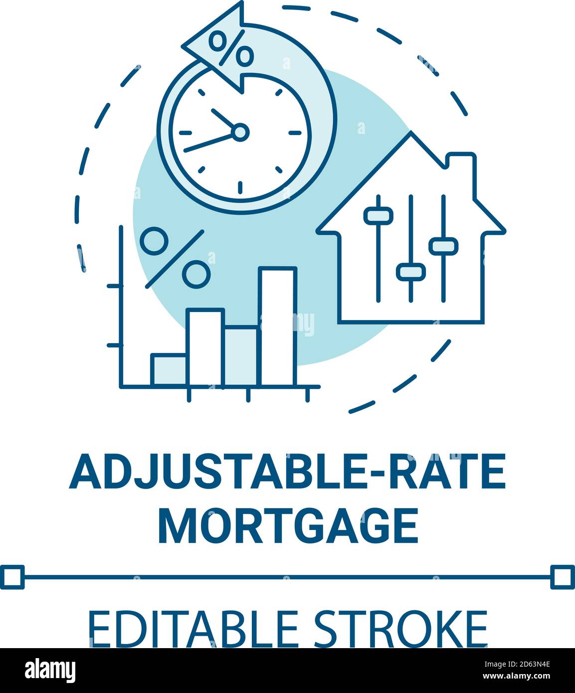 Adjustable-rate mortgage concept icon Stock Vector