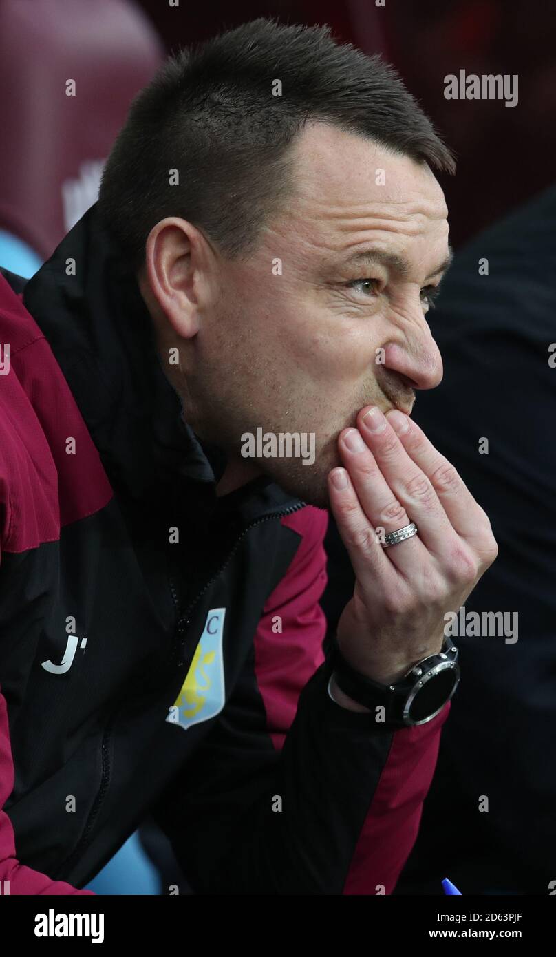 Aston Villa's John Terry before kick off of the  Sky Bet Championship match at Villa Park Birmingham. Stock Photo