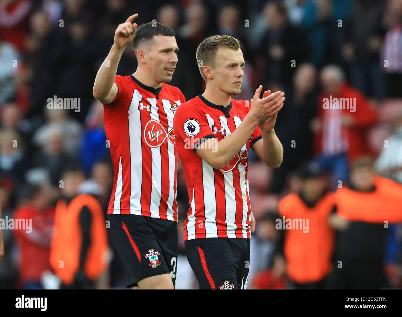 Southampton's James Ward-Prowse (right) and Pierre-Emile Hojbjerg ...