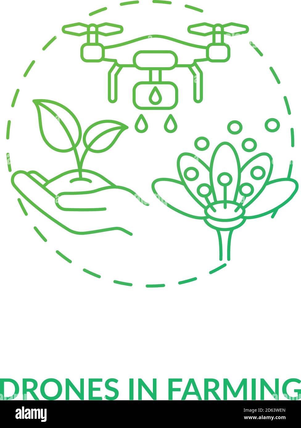 Drones in farming concept icon Stock Vector