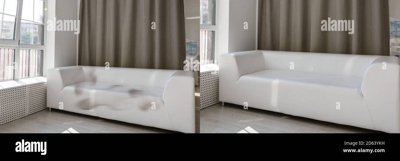 clean and dirty sofa before and after, Cleaning service clean sofa with