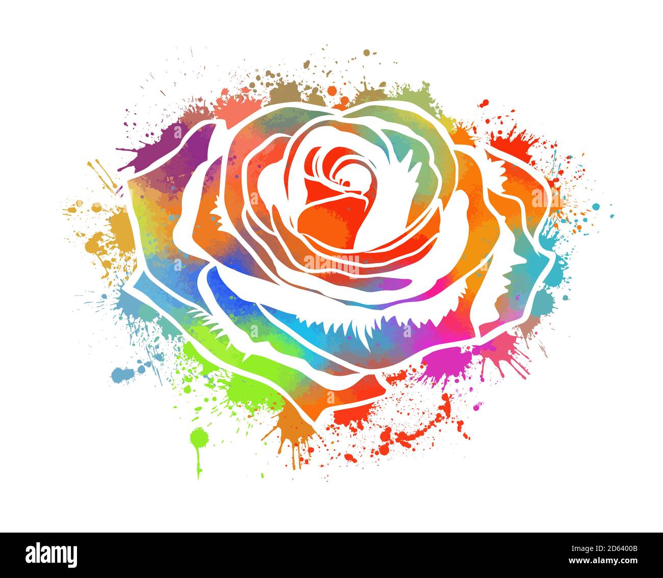 A multi-colored rose. T-shirt print. Vector illustration Stock Vector