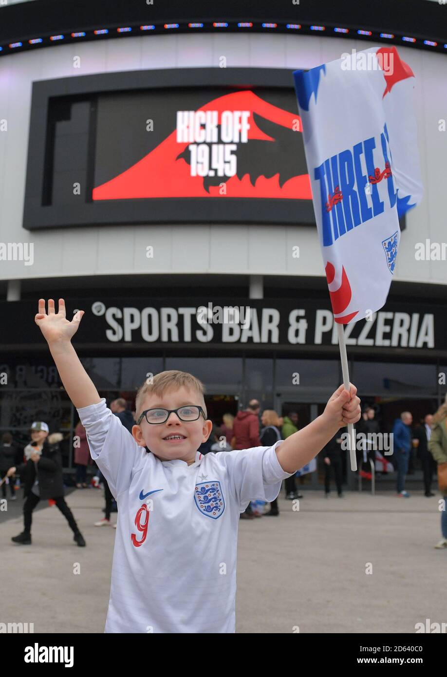 A young England fan before the game Stock Photo