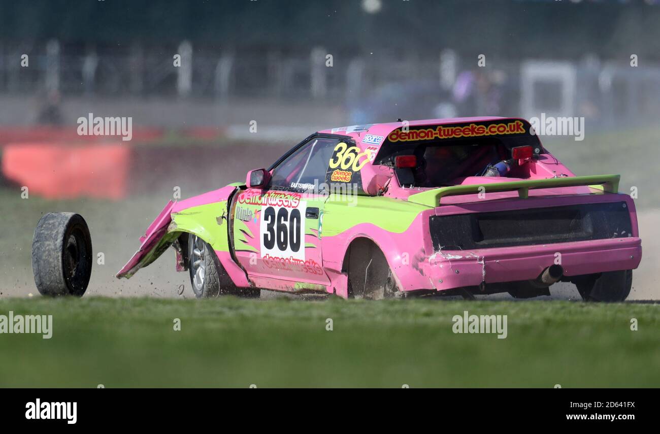John Cross Rallycross John Cross in the Lancia Stratos loses a wheel after a colision in the ...