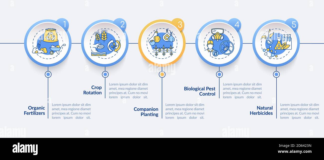 Organic farming principles vector infographic template Stock Vector