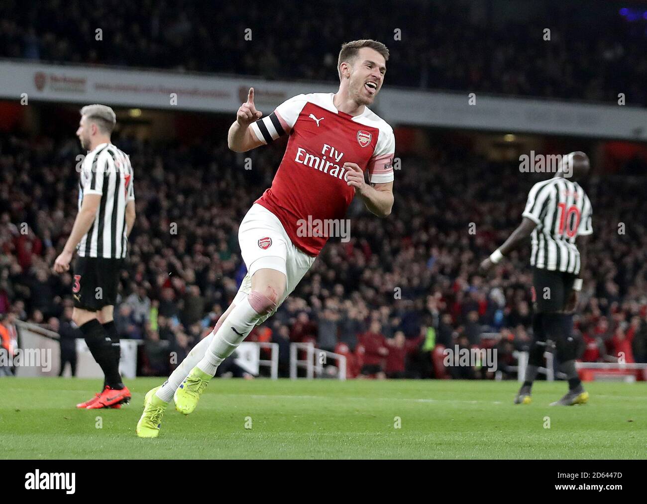 Arsenal's Aaron Ramsey celebrates scoring his side's first goal of the game Stock Photo