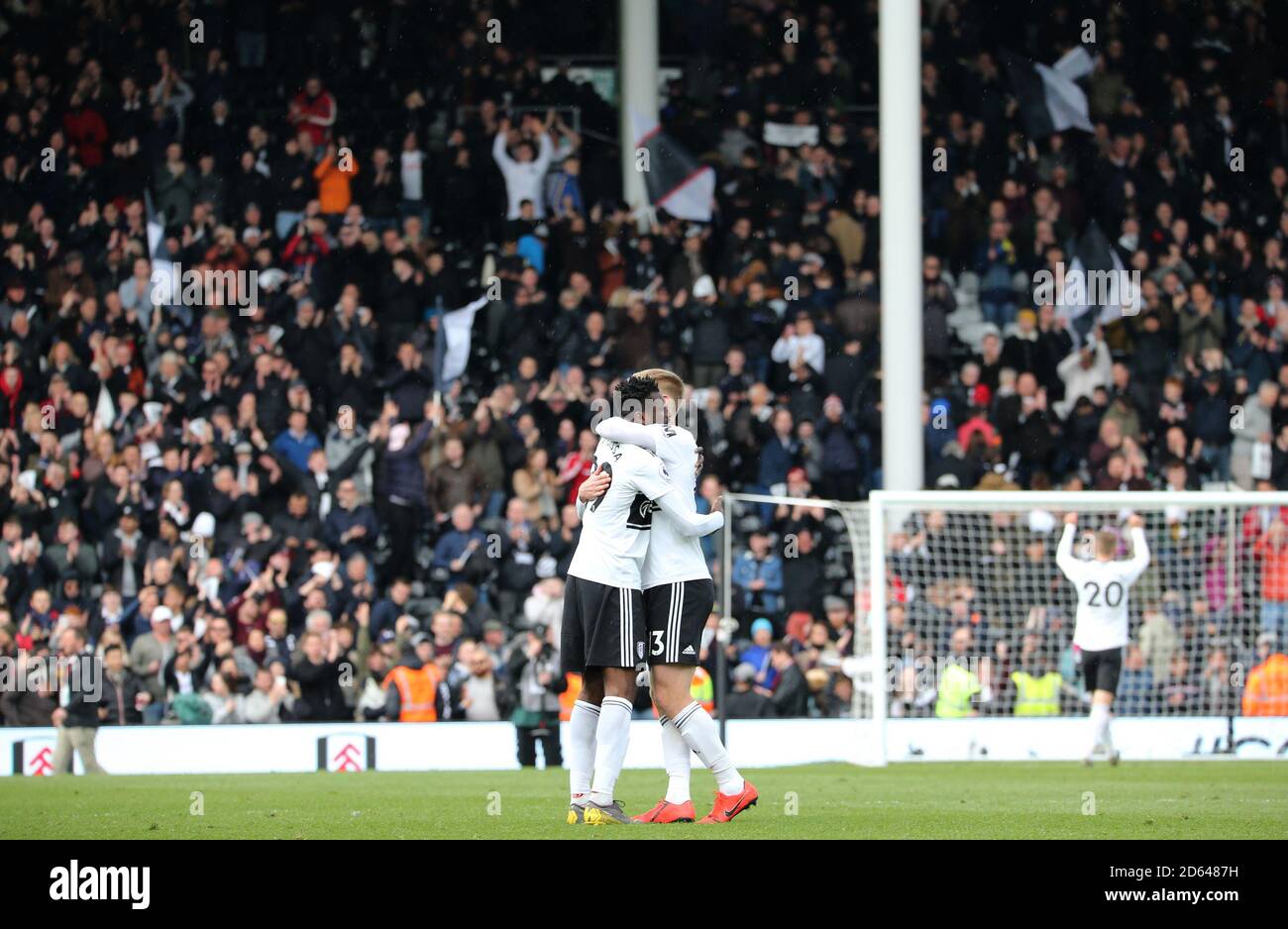Fulham players celebrate after the final whistle Stock Photo