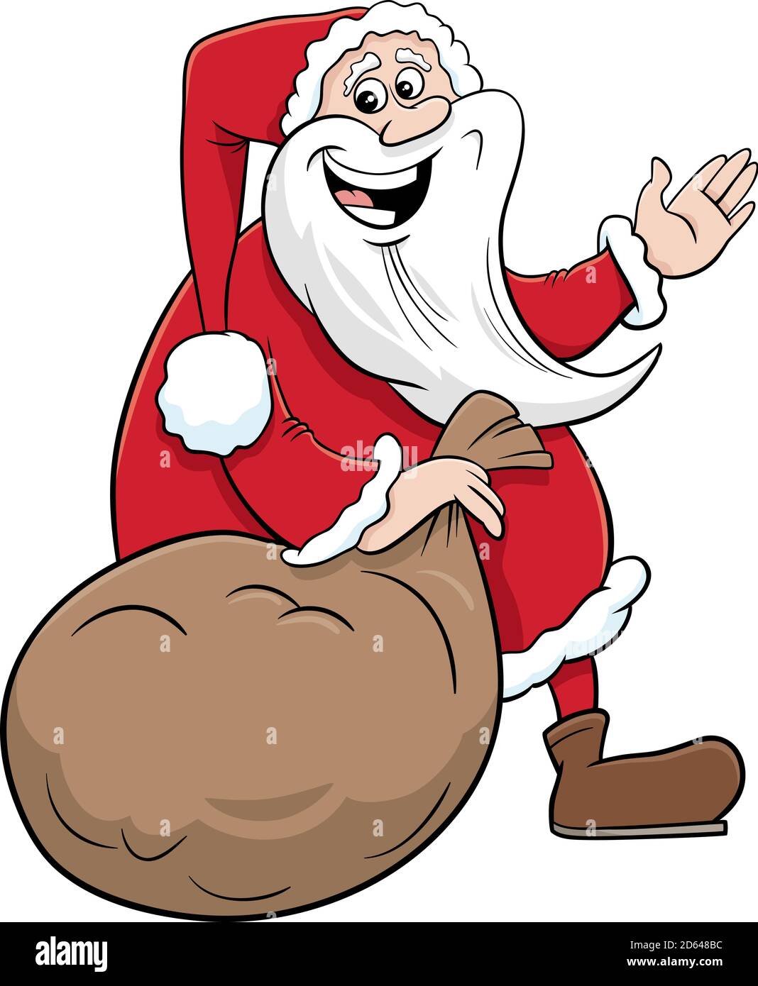 Cartoon Illustration of Santa Claus Christmas Character with Sack of ...