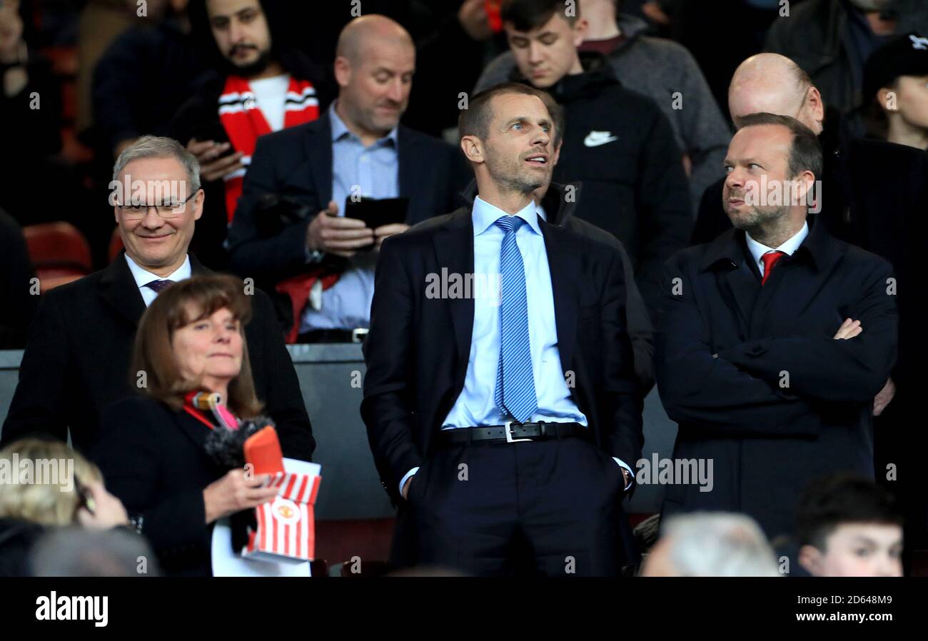 Uefa President Aleksander Ceferin Centre Deputy General Secretary Giorgio Marchetti Left And Manchester United Executive Vice Chairman Ed Woodward Stock Photo Alamy