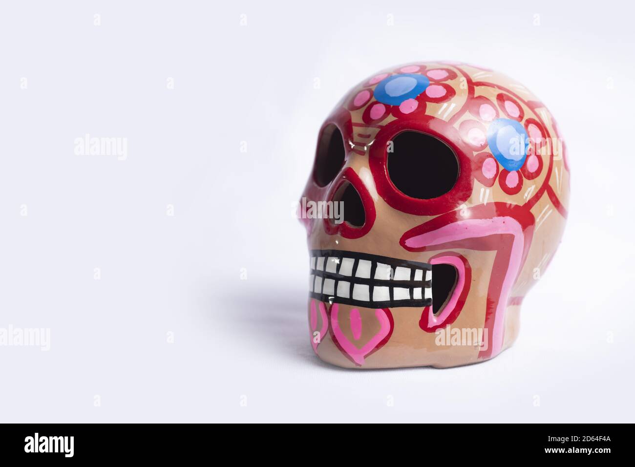 Closeup of a popular clay skull for the day of the dead offering Stock Photo