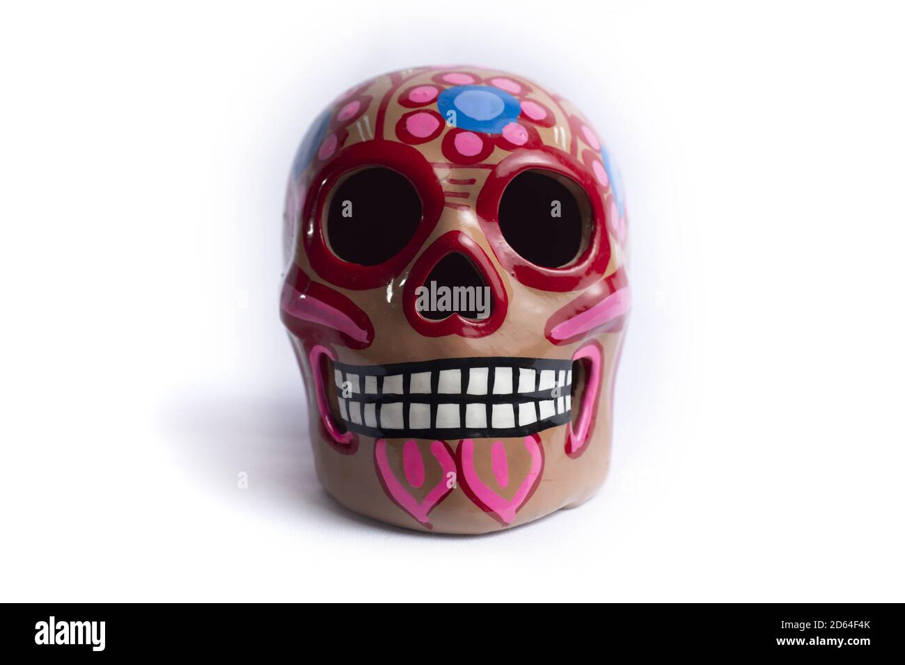 Closeup of a popular clay skull for the day of the dead offering Stock Photo
