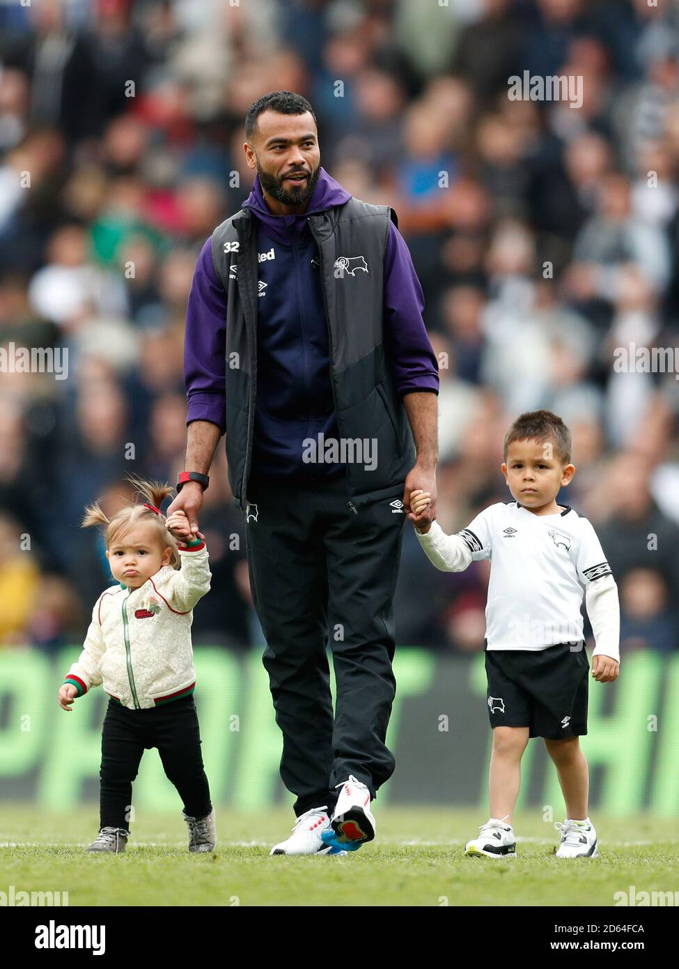 Derby County's Ashley Cole and family Stock Photo