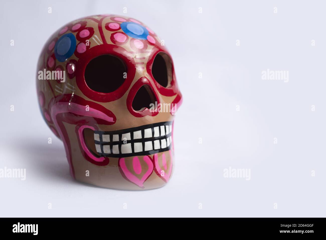 Closeup of a popular clay skull for the day of the dead offering Stock Photo