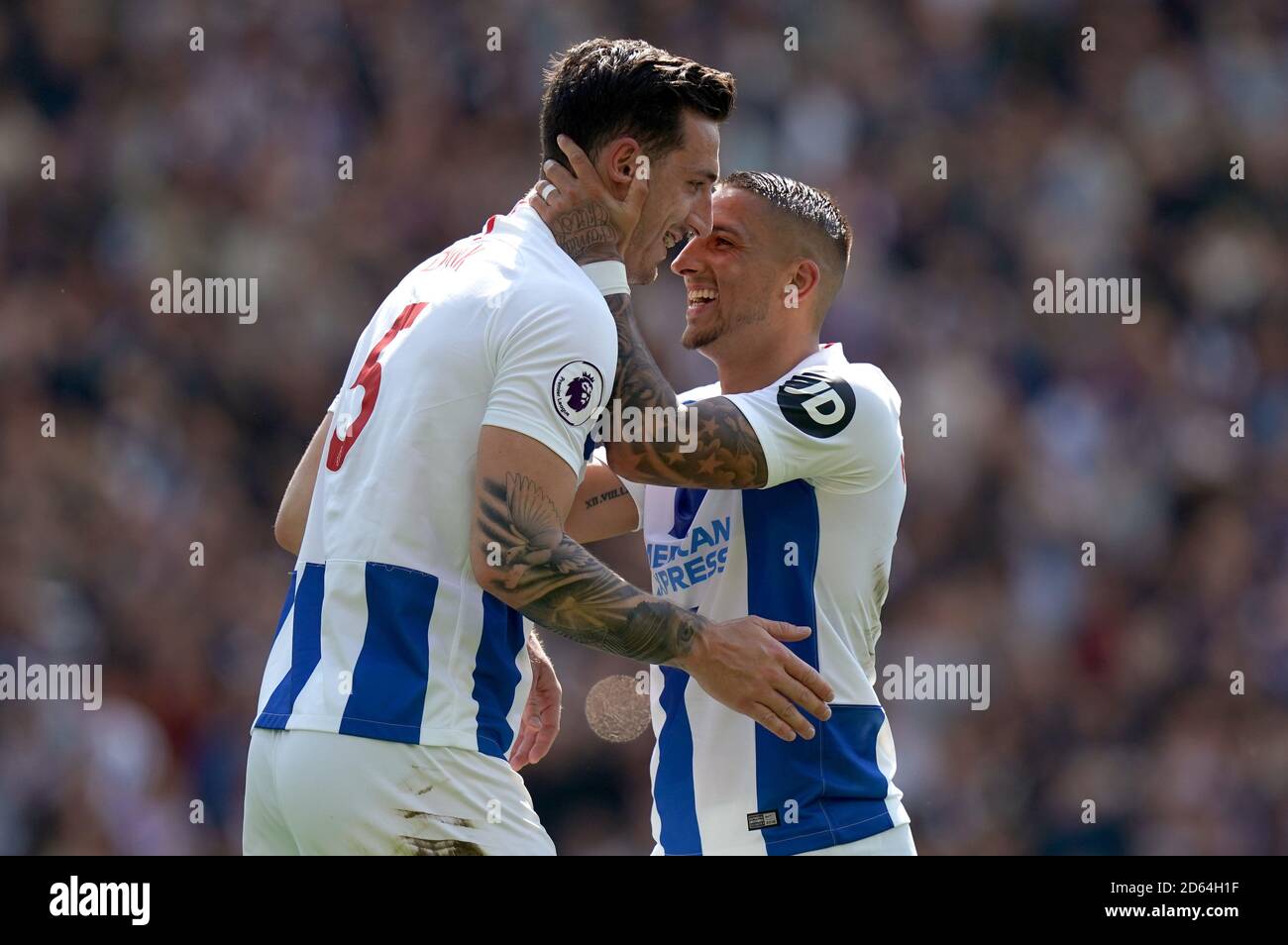 Brighton & Hove Albion's Lewis Dunk (left) and Brighton & Hove Albion's  Anthony Knockaert celebrate the first goal of the match scored by Glenn  Murray (not pictured Stock Photo - Alamy