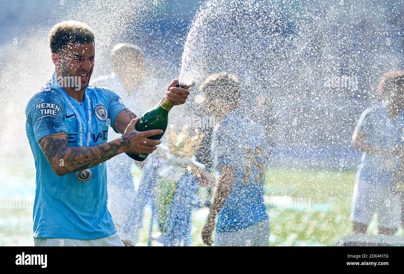 Manchester City's Kyle Walker celebrates after the match Stock Photo