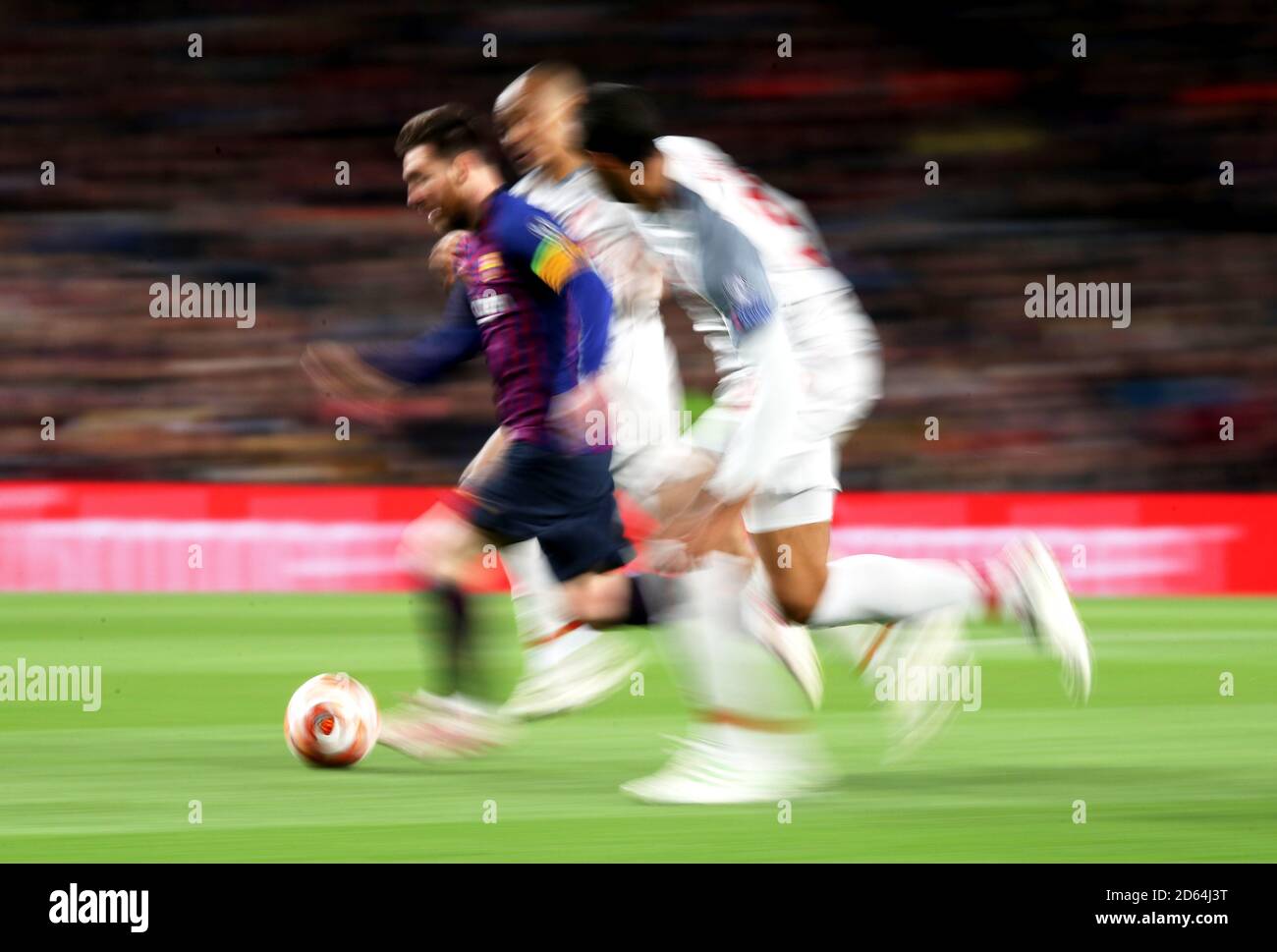 Barcelona's Lionel Messi (left) in action Stock Photo - Alamy