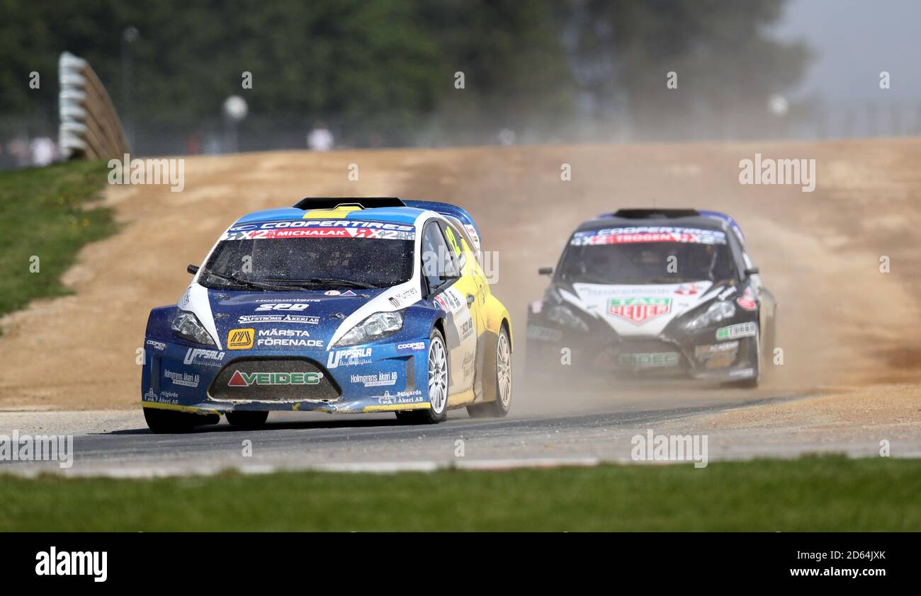 Anders Michalak in the RX2 Qualifying during day one of the 2019 FIA World Rallycross Championship at Silverstone. Stock Photo