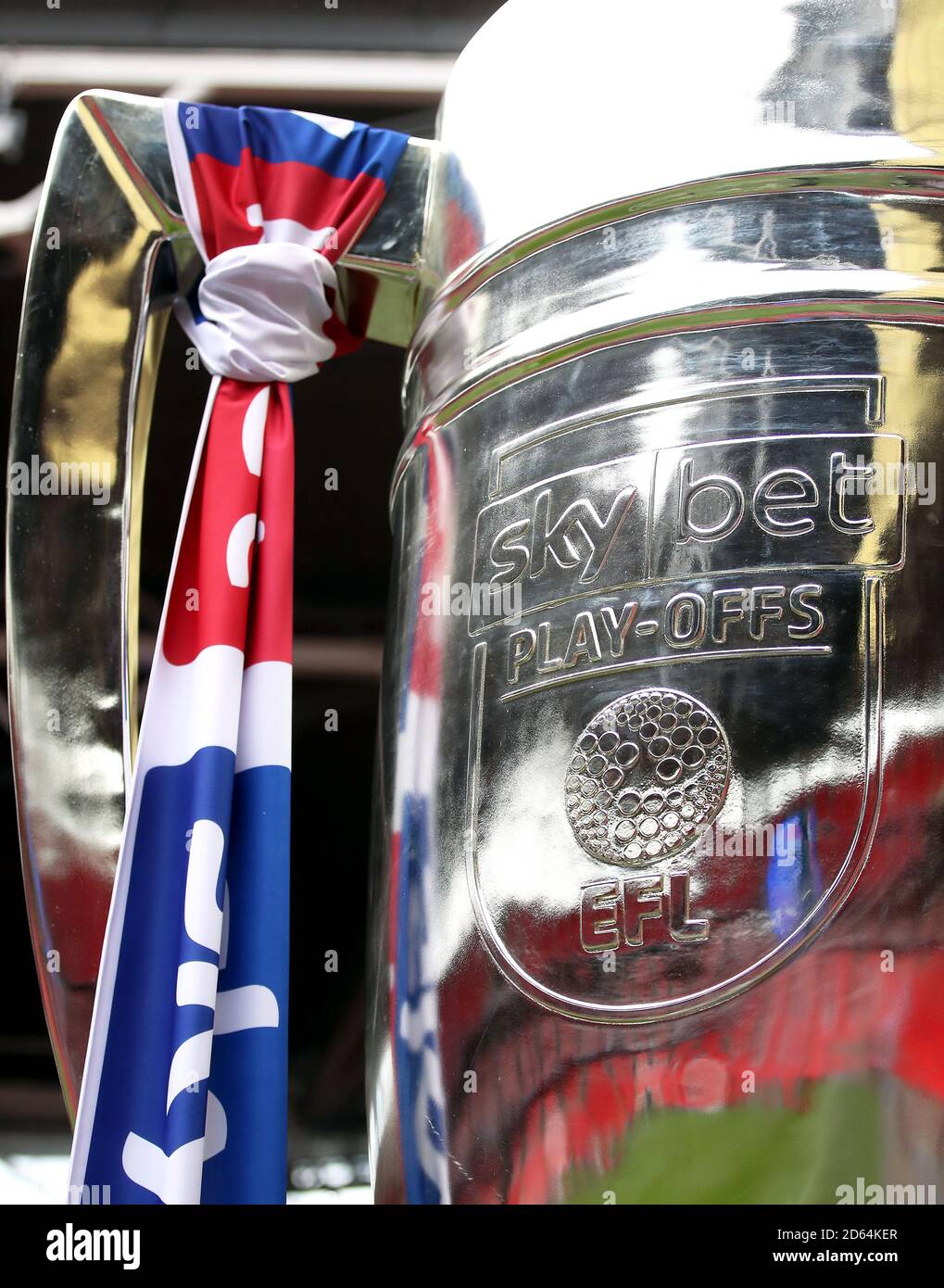 Close up of the Sky Bet Championship Playoff Trophy ahead of the Sky Bet Championship Playoff