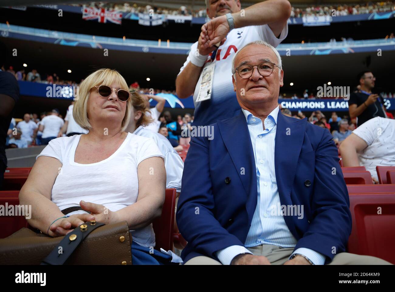 Claudio Ranieri and wife Rosanna during the UEFA Champions League Final at the Wanda Metropolitano, Madrid. Stock Photo